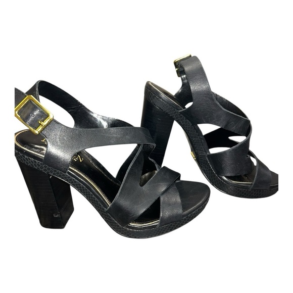 Ralph Lauren Fabia 100% Leather upper, Dress Sandal high heels Black size 7.5 - Picture 2 of 11
